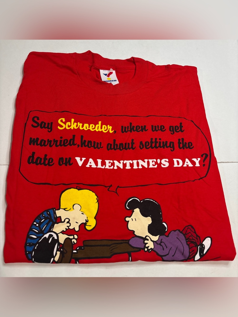 Vintage Snoopy Peanuts T Shirt Sz XL Valentines Schroeder Lucy Single Stitch 90s